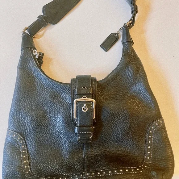 Vintage Coach Black Leather Shoulder Bag 5054 - Picture 2 of 9